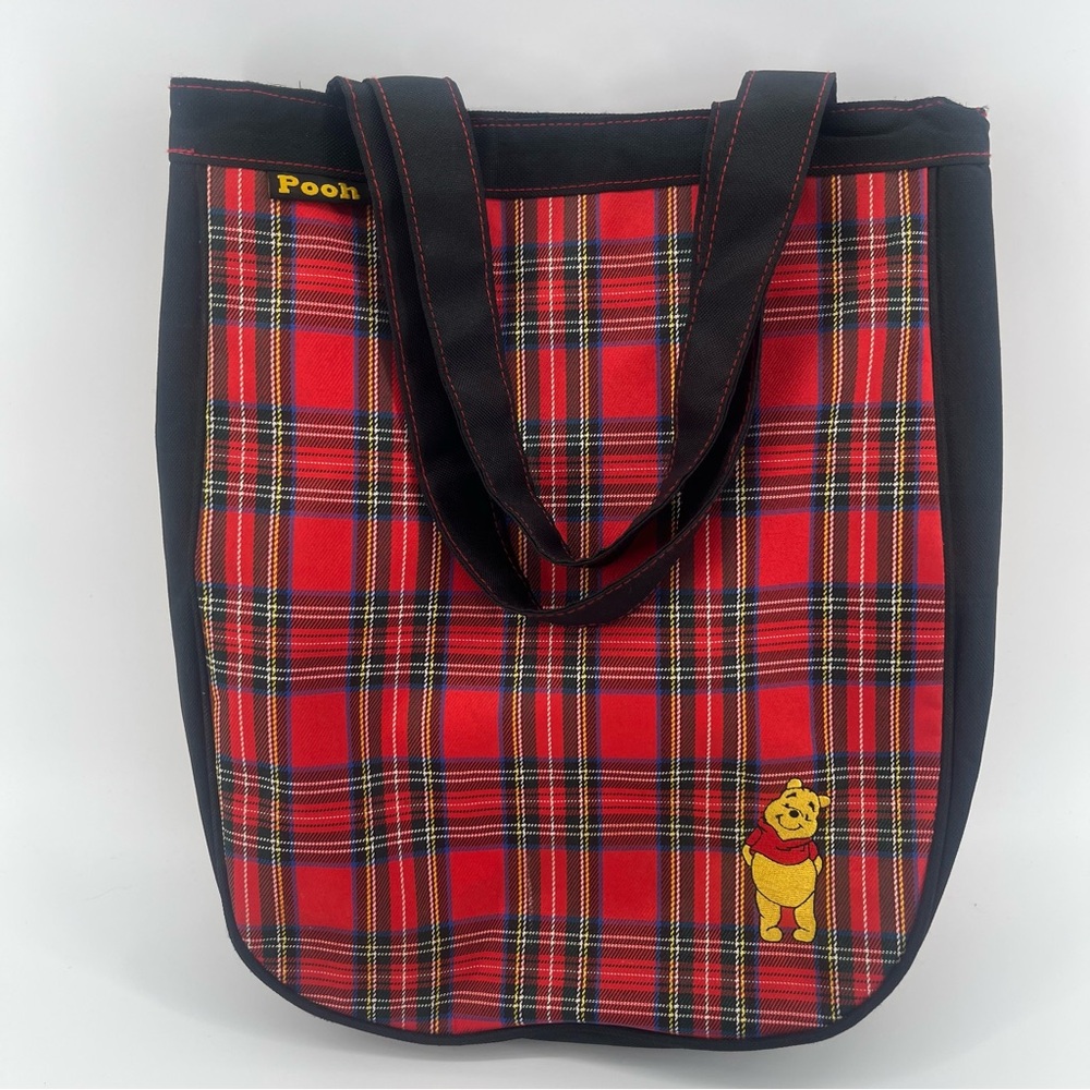 Vintage Disney Winnie The Pooh Embroidered Plaid Tote Bag